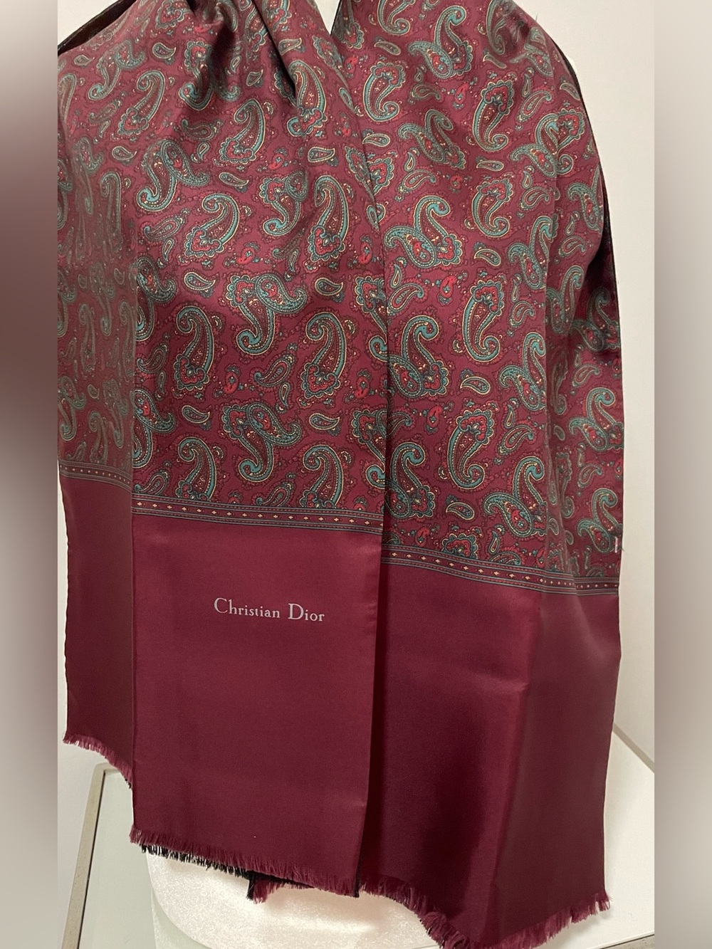 Christian Dior Scarf Silk & Wool Unisex Vintage Great Condition